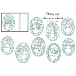 Stickserie ITH - Schneemann Redwork MugRugs